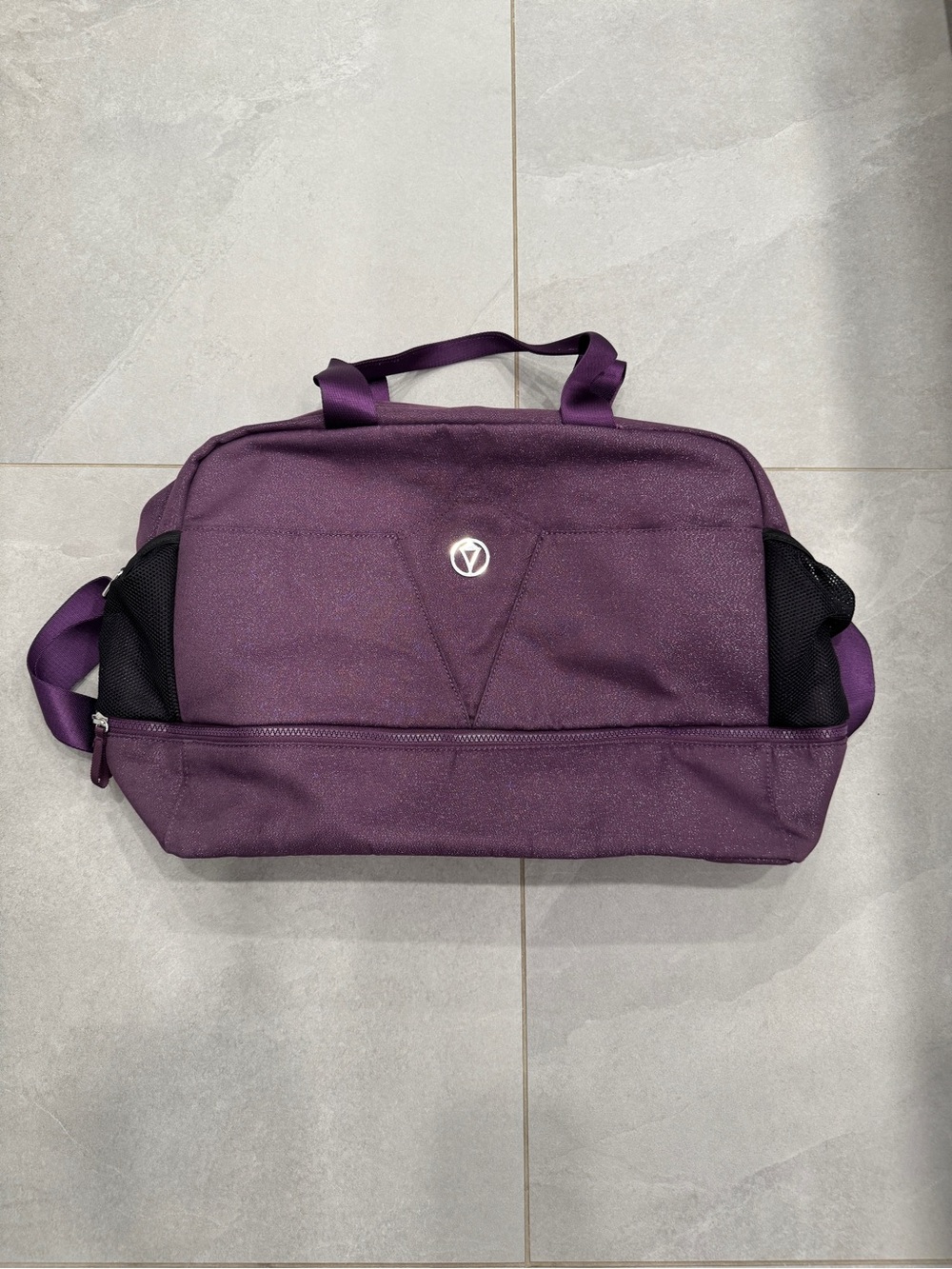 Ivivva Purple Sparkle Travel Duffel Bag with Dual Handles